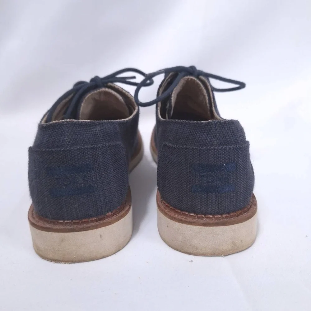TOMS Brogue Ash Aviator Twill Oxfords Shoes Canvas Denim Mens Sz 9 Blue Lace Up‎